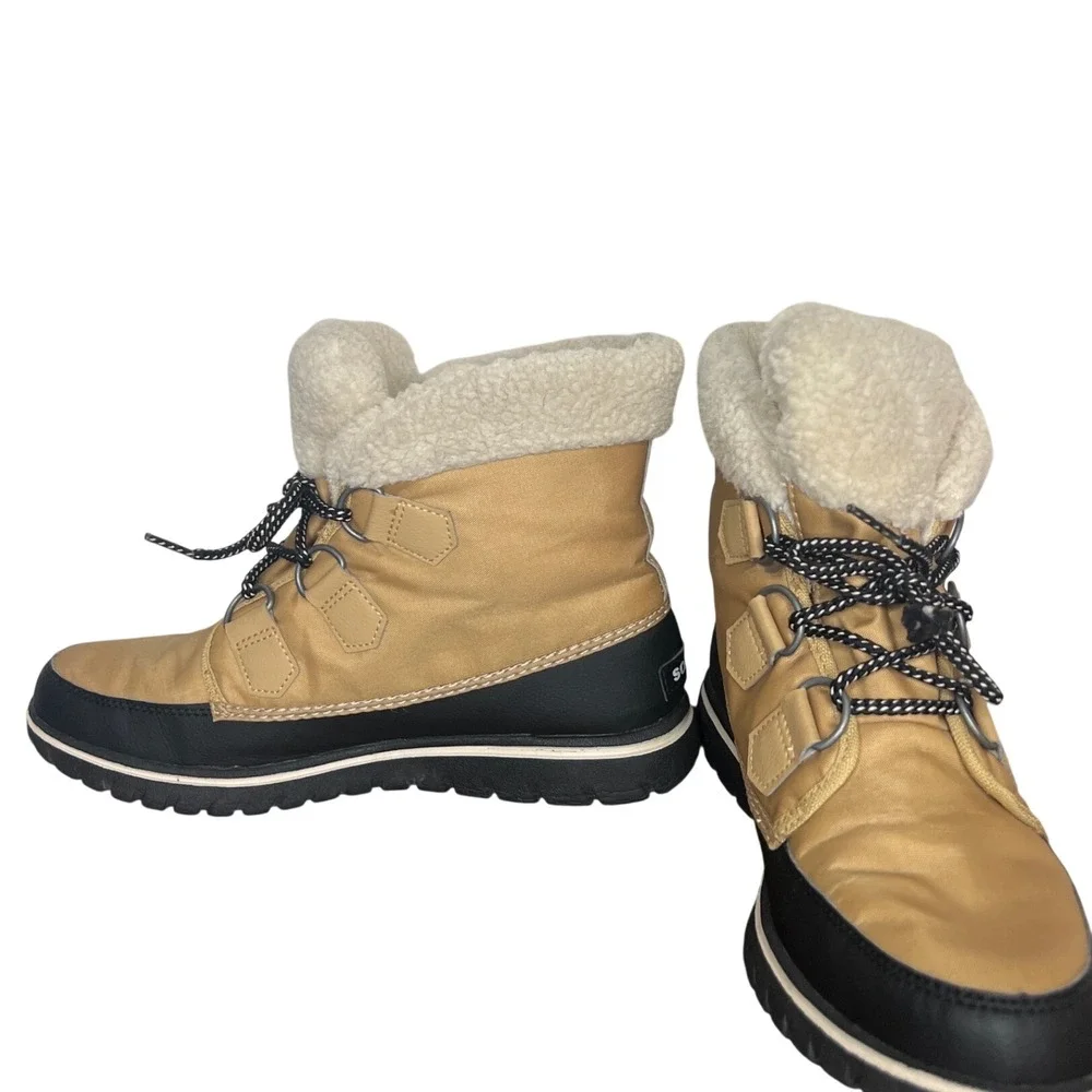 Sorel Women's Winter Ankle Bootie Camel Brown Boot Size 9 Nylon Waterproof